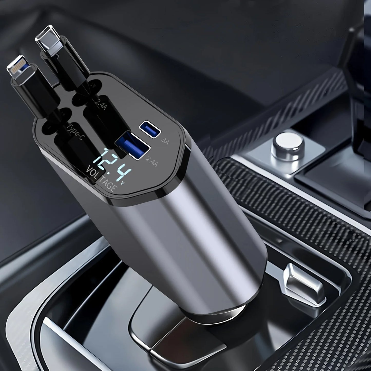 4-in-1 Fast Charge Retractable Car Charger™