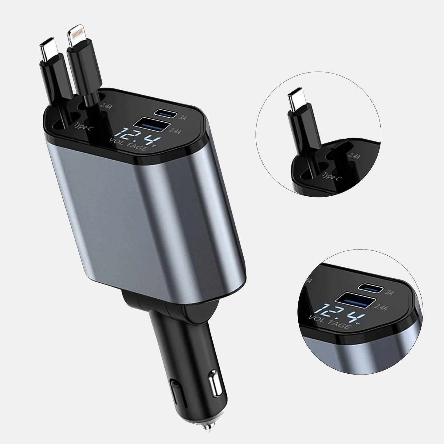 4-in-1 Fast Charge Retractable Car Charger™